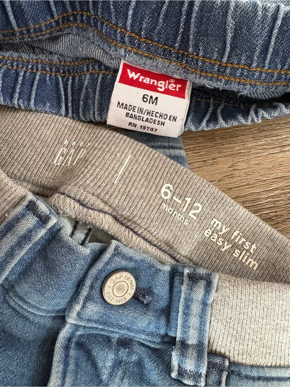 Wrangler baby gap Light and Medium Blue Denim Pull-On Jeans Duo